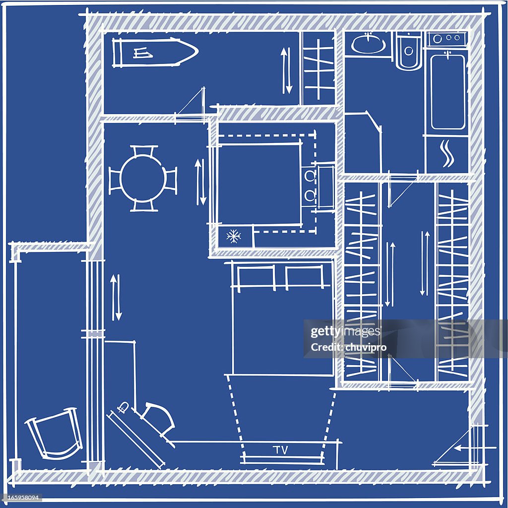 Studio Apartment plan Blueprint
