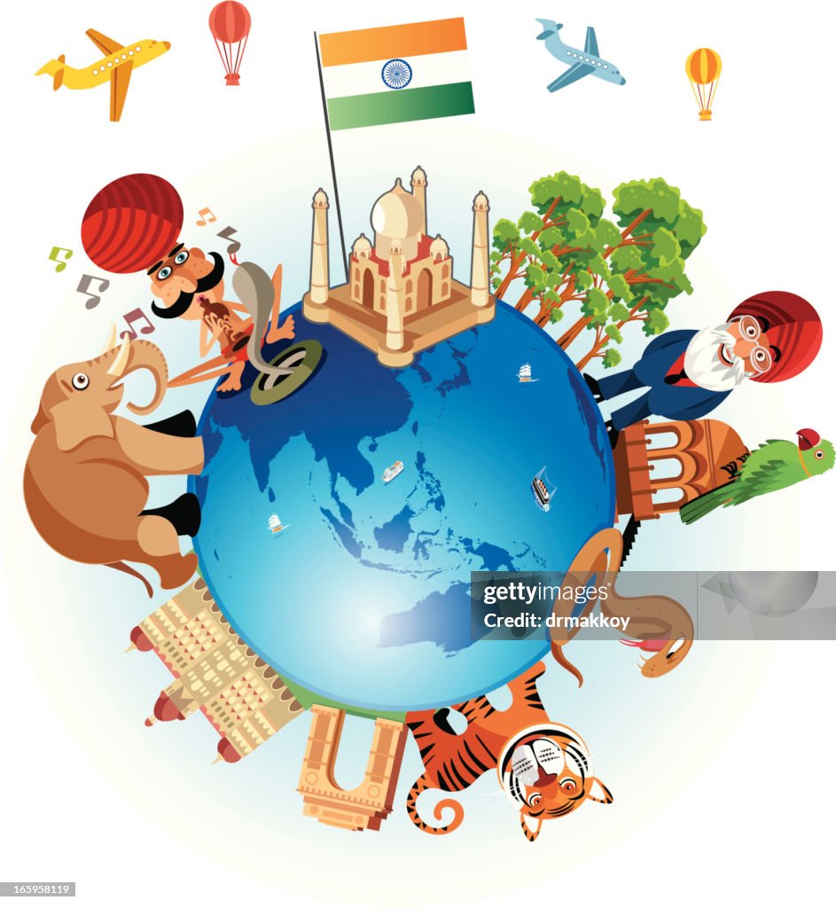 India Travel Cartoon
