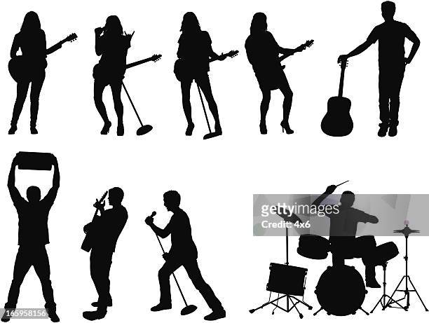 silhouette of musicians - ensemble stock illustrations