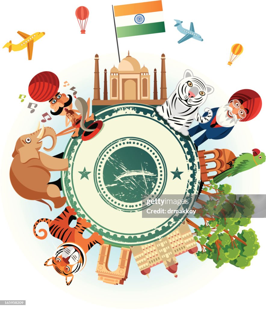 India Travel Cartoon