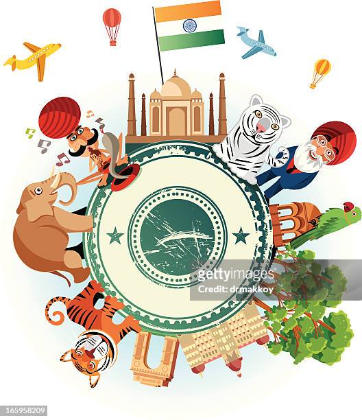 india travel cartoon - delhi stock illustrations