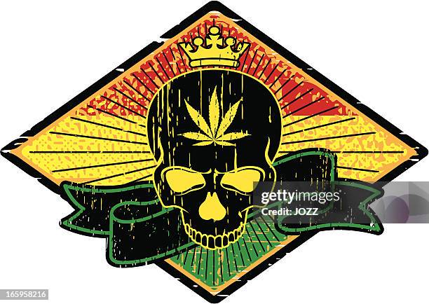 skull rasta emblem - reggae stock illustrations