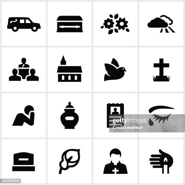 ilustraciones, imágenes clip art, dibujos animados e iconos de stock de funeral iconos negro - funeral