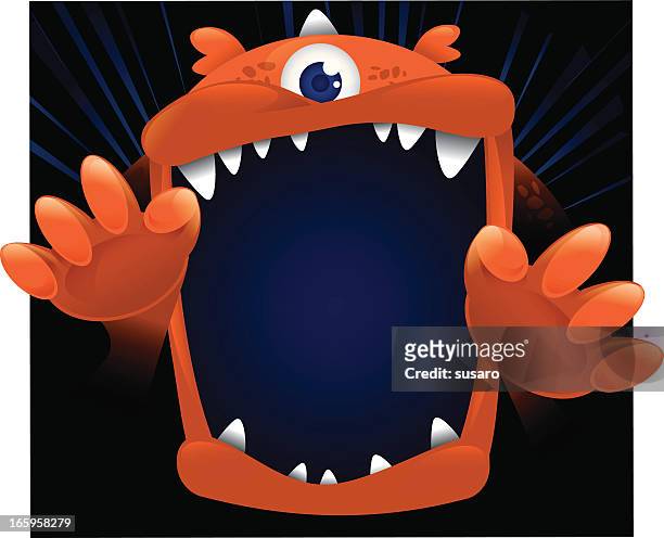 big monster face - ugly cartoon characters stock illustrations