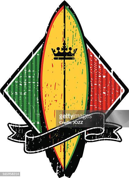 stockillustraties, clipart, cartoons en iconen met rasta surf king - rastafarian
