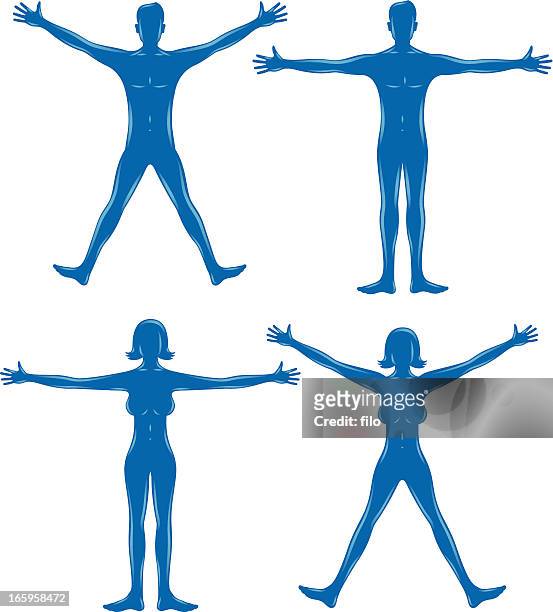 human body shapes - jumping jack stock illustrations