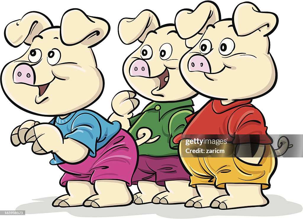 Three Cartoon Pigs Wearing Clothes High-Res Vector Graphic - Getty Images