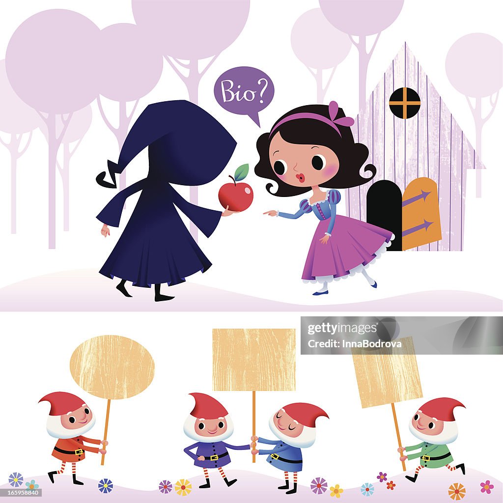 Snow White and Witch in the Wood. Dwarfs Set.