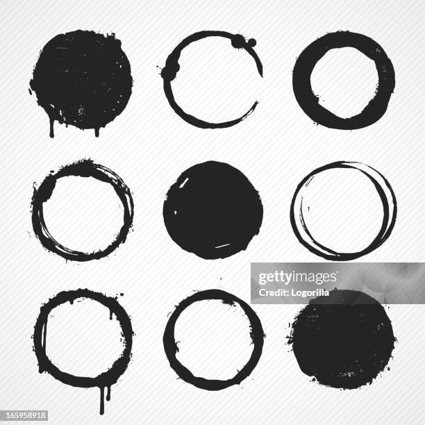 grunge circles - brush circle stock illustrations
