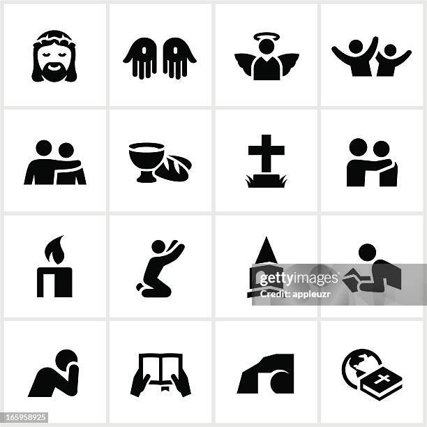 black christian faith icons - praising religion stock illustrations