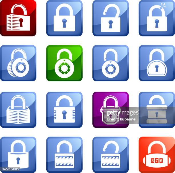 locks royalty free vector icon set stickers - combination lock stock illustrations