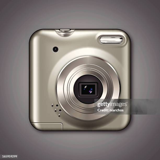 compact camera icon - point and shoot camera stock illustrations