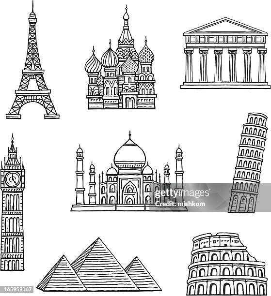 stockillustraties, clipart, cartoons en iconen met famous travel destinations - taj mahal