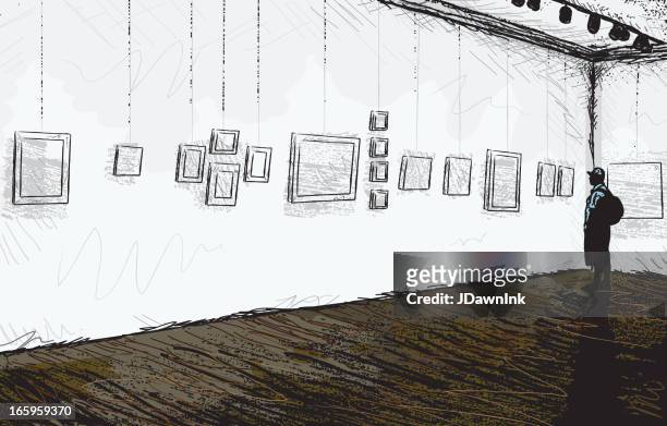 sketchy abstract art gallery or museum - art gallery stock illustrations