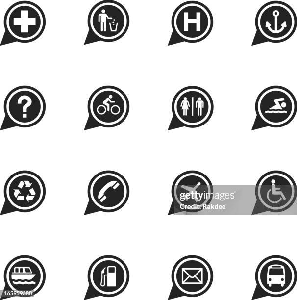 map sign silhouette icons  | set 1 - wheelchair access stock illustrations