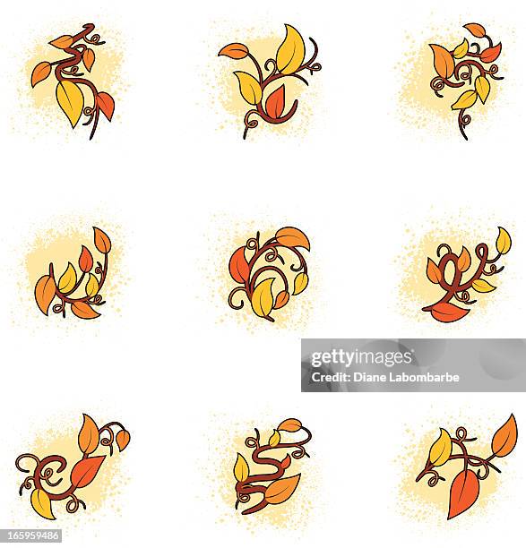 fall leaf vine icons vector illustration - twisted vine stock illustrations
