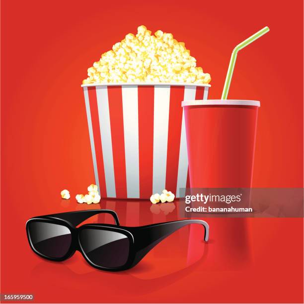 popcorn and soda combo - popcorn stock illustrations