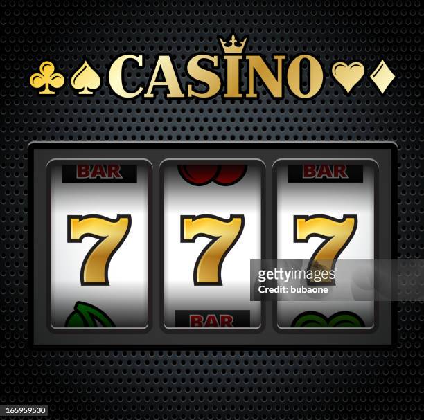ilustrações de stock, clip art, desenhos animados e ícones de casino slot machine sevens em fundo preto - slot machine
