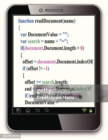 Tablet with JavaScript code - VECTOR Tablet with JavaScript code - VECTOR