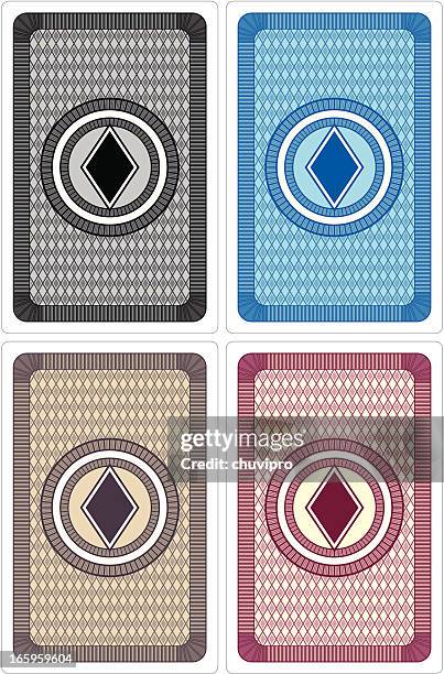 playing card backs, diamonds design - beige suit stock illustrations