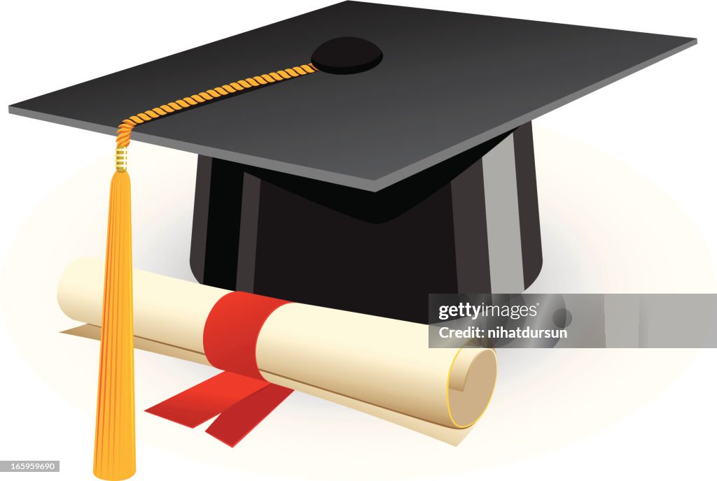 Cartoon Graduation Cap And Diploma With Red Ribbon High-Res Vector Graphic - Getty Images Cartoon Graduation Cap And Diploma With Red Ribbon High-Res Vector Graphic - Getty Images