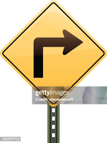Sharp Right Turn Sign High-Res Vector Graphic - Getty Images