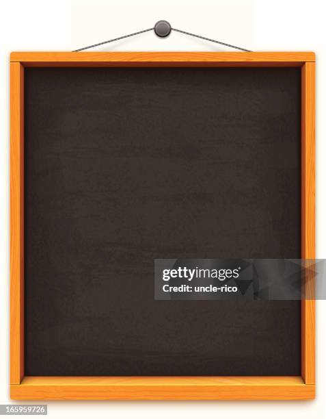 empty blackboard - picture frame on desk stock illustrations