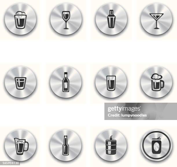 steel alcohol buttons - draft beer stock illustrations
