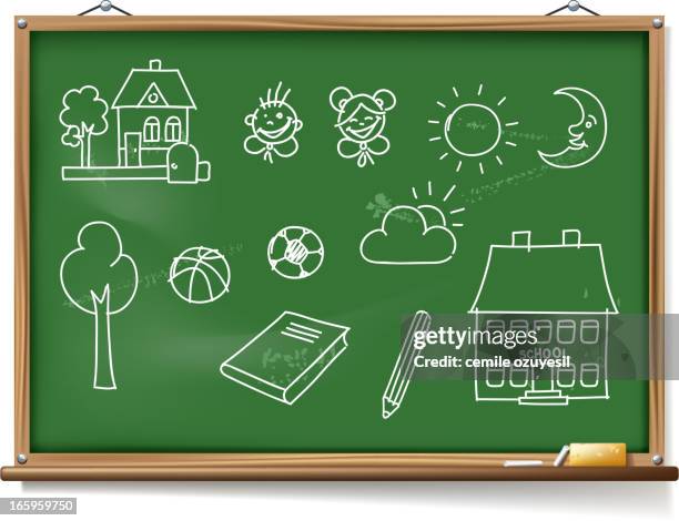 blackboard on childhood - basketball background no people stock illustrations