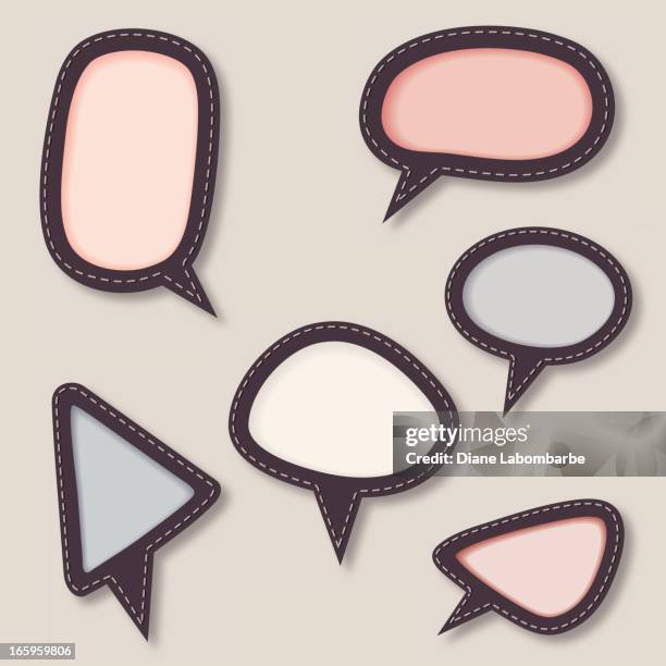 speech bubble with drop shadows and stitching - text box vector stock illustrations