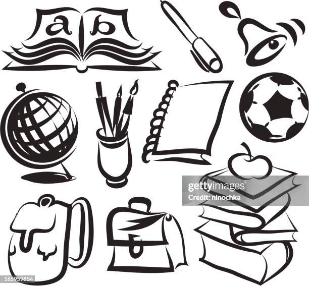 school set - food and drink establishment stock illustrations stock illustrations