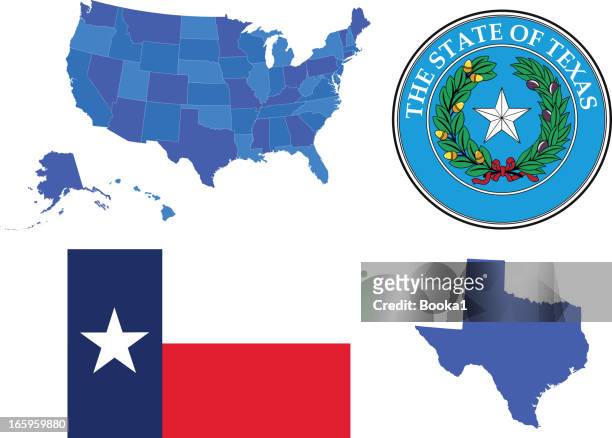 texas state set - texas stock illustrations
