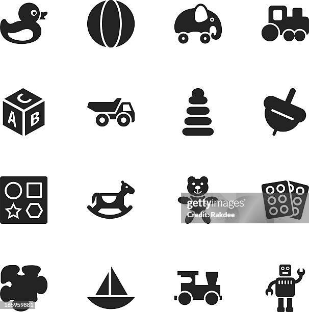 toys silhouette icons - toy truck stock illustrations