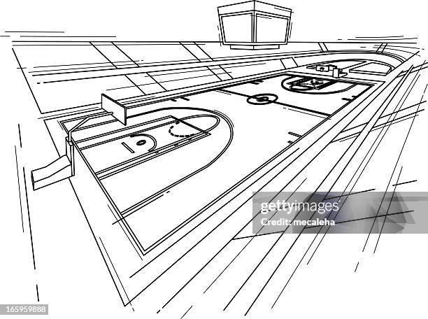 baketball court - female model stock illustrations