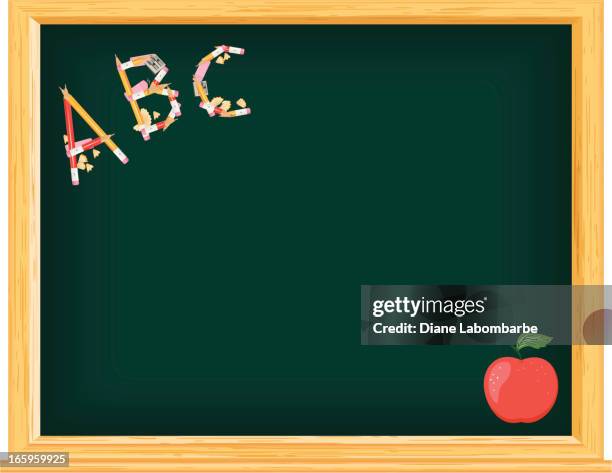 back to school blackboard illustration with abc - pencil sharpener stock illustrations
