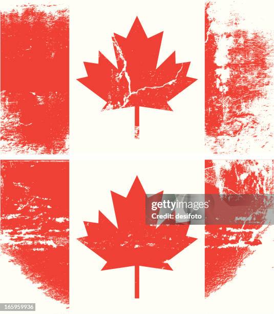 grunge-canada karte - roter ahorn stock-grafiken, -clipart, -cartoons und -symbole