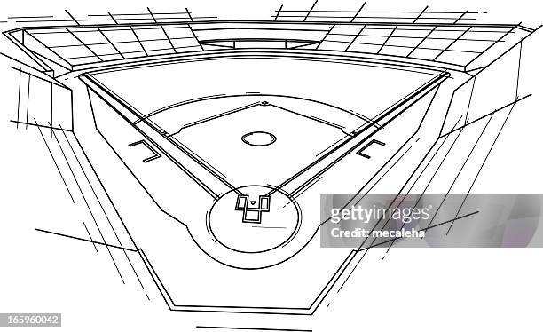 baseball-stadion - baseball diamond stock-grafiken, -clipart, -cartoons und -symbole