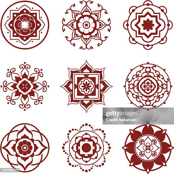 ilustrações de stock, clip art, desenhos animados e ícones de mehndi mini mandalas - tatuagem de henna