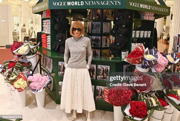 Editor-In-Chief of American Vogue and Chief Content Officer of Conde Nast Dame Anna Wintour attends the opening of the VOGUE World Newsstand at...