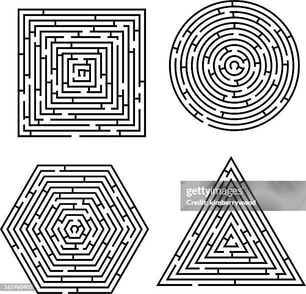 stockillustraties, clipart, cartoons en iconen met labyrinth polygon - maze