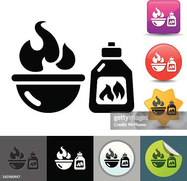 bbq lighter fluid icon | solicosi series - lighter flame stock illustrations
