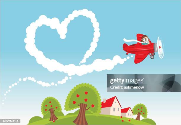 love is in the air - vapour trail heart stock illustrations