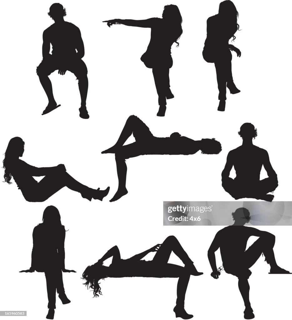 Silhouette of people in different poses