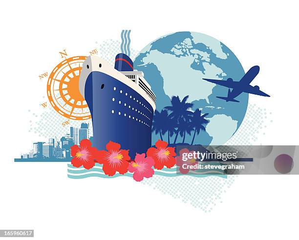 world travel - cruise ship stock illustrations