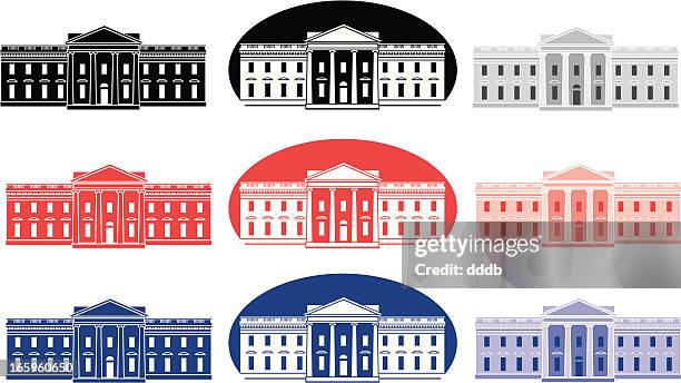 vector set of white house icons - white house icon stock illustrations