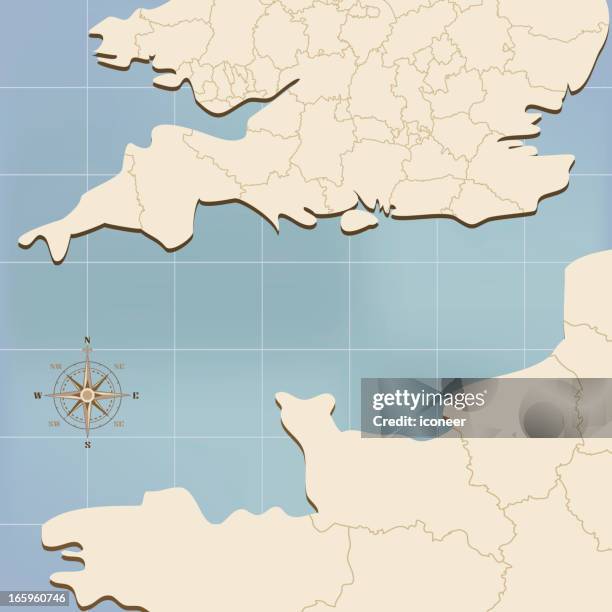 map of the english channel - battle of britain stock illustrations