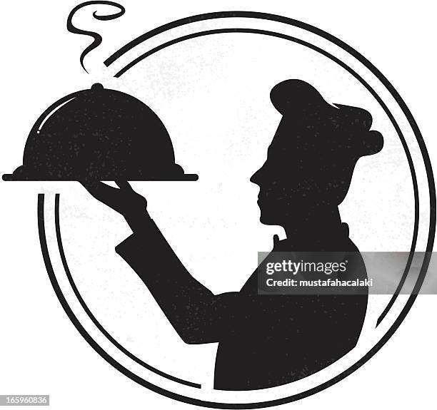 bildbanksillustrationer, clip art samt tecknat material och ikoner med badge chef - serveringsredskap