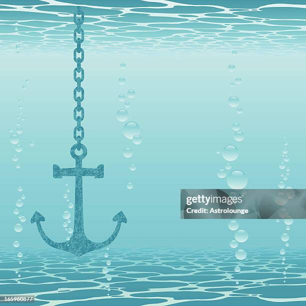 anker und unterwasser - anchor illustration stock-grafiken, -clipart, -cartoons und -symbole