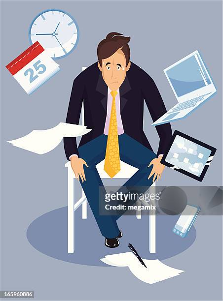 overworked man. - i miss it stock illustrations