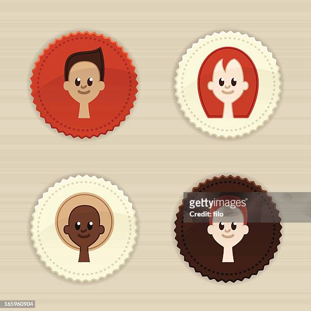 people avatar badges - book club stock illustrations